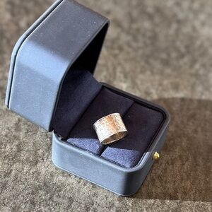 SILPADA STERLING SILVER Hammered Cigar Cuff Ring Size 6